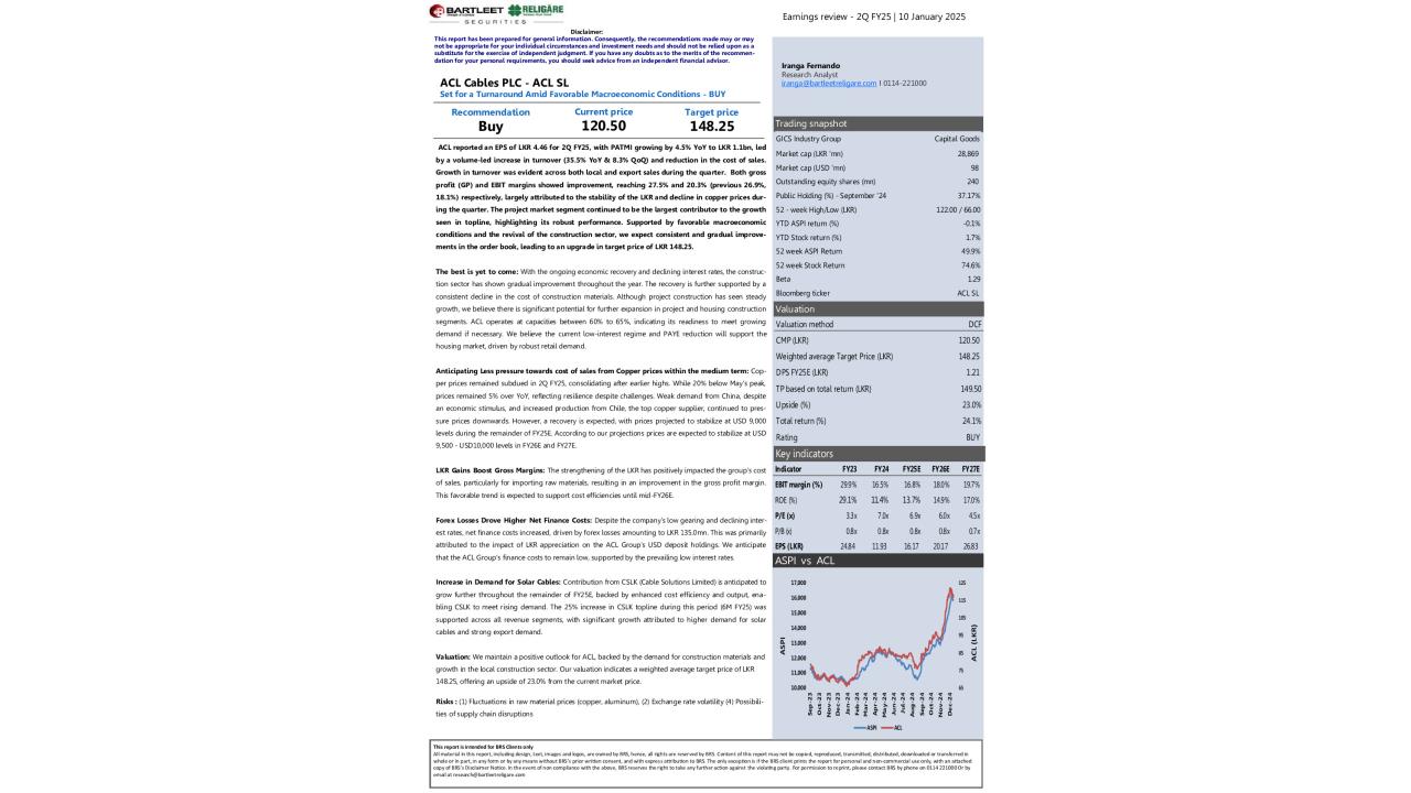 ACL CABLES PLC (ACL) - 2Q FY25 - BUY