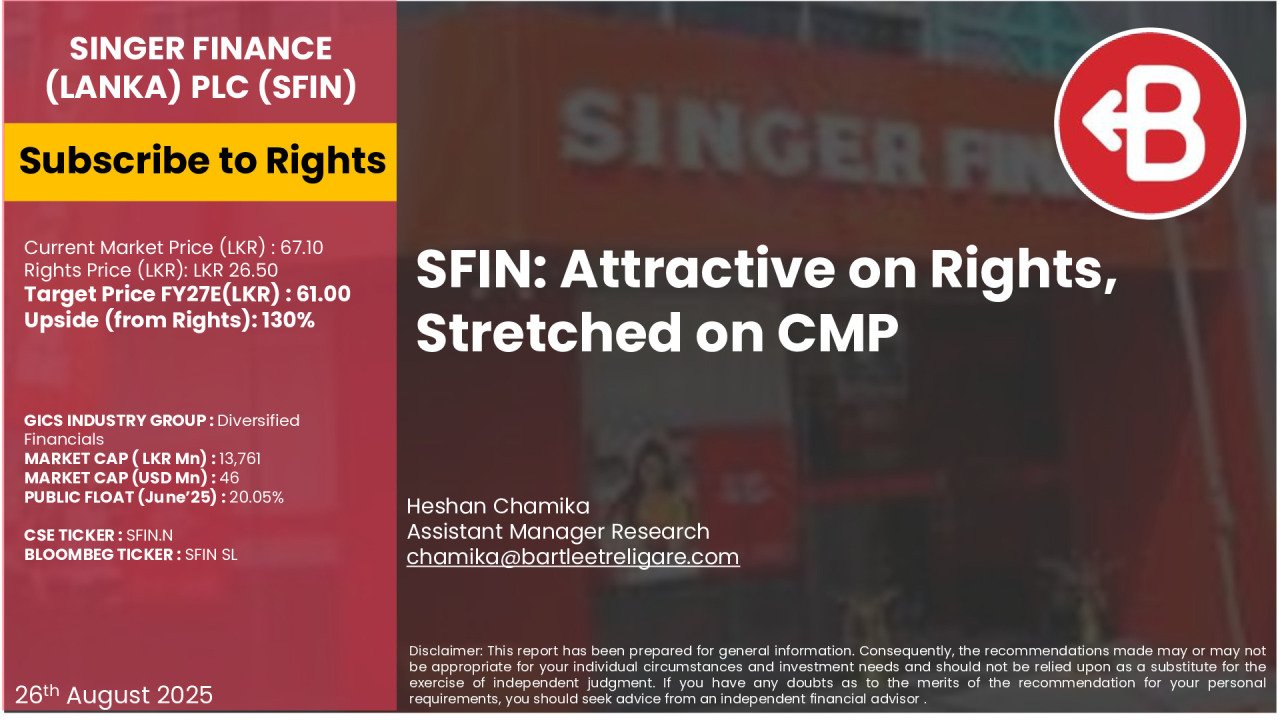 SFIN Equity Update - Attractive on Rights, Stretched on CMP - BRS Equity Research