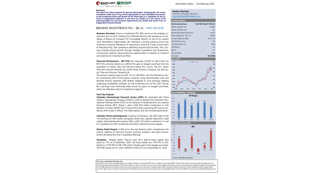 BIL Information Note 9M FY25 - BRS Equity Research