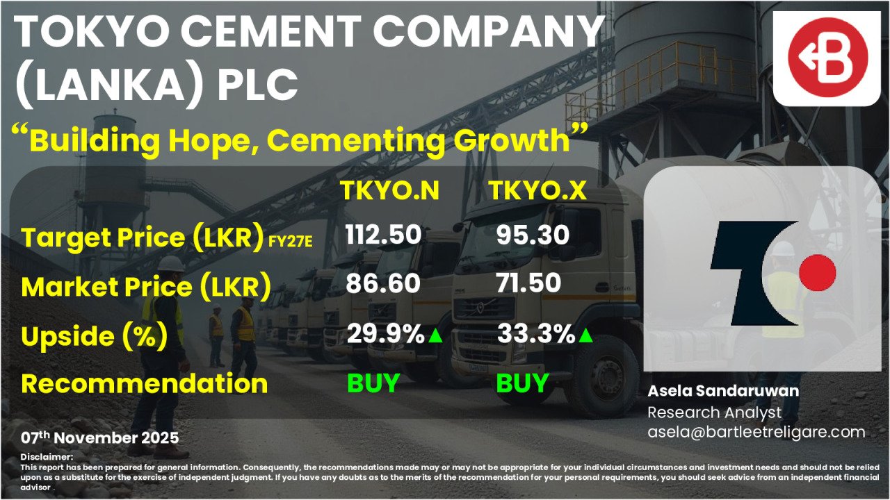 TOKYO CEMENT COMPANY (LANKA) PLC - Initiation - BUY