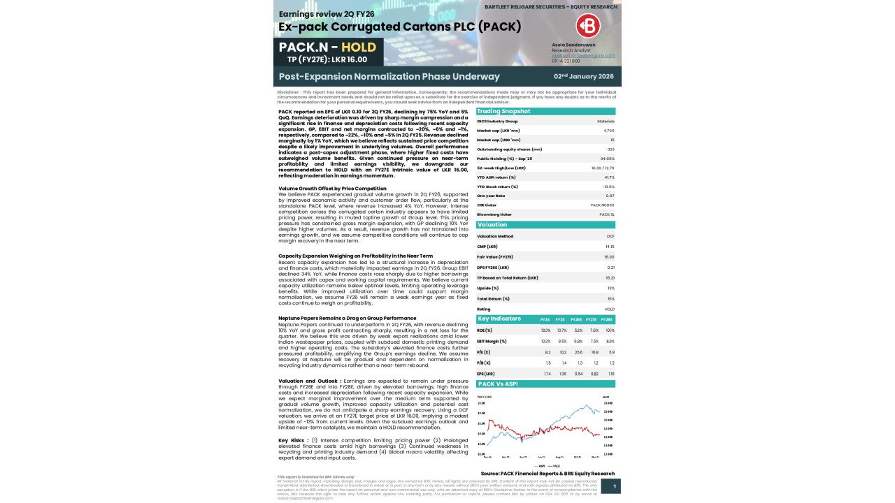 PACK Earnings Review 2Q FY26 - HOLD