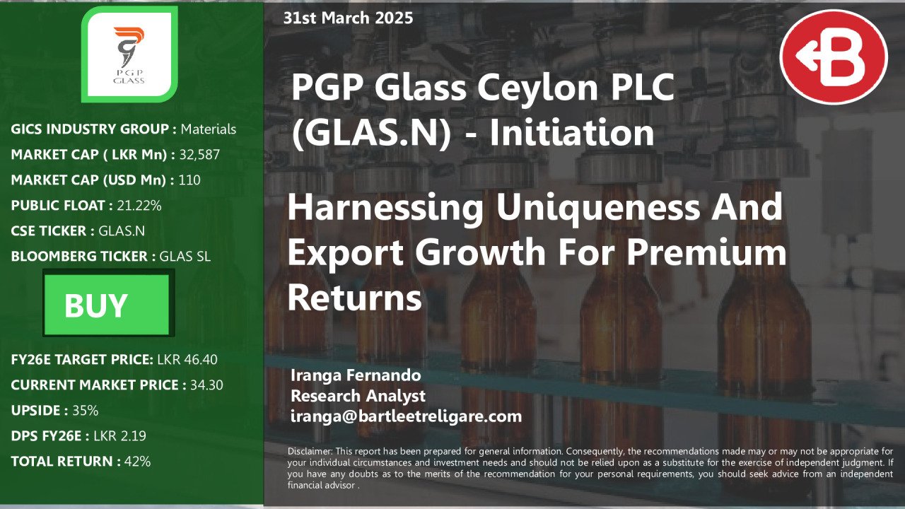 PGP GLASS CEYLON PLC - Initiation Report - BUY