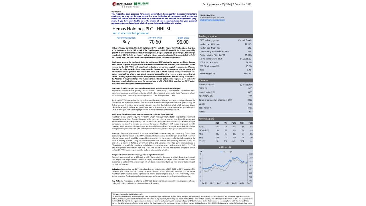 Earnings review - HHL SL - 2Q FY24