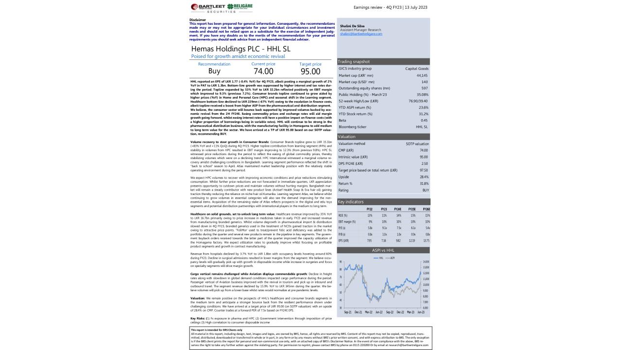 Earnings review - HHL SL 4Q FY23