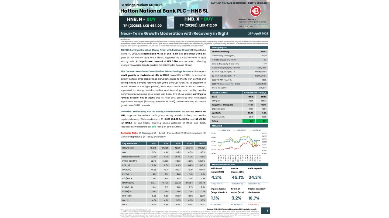 Hatton National Bank PLC (HNB) - 4Q 2025 - BRS Equity Research