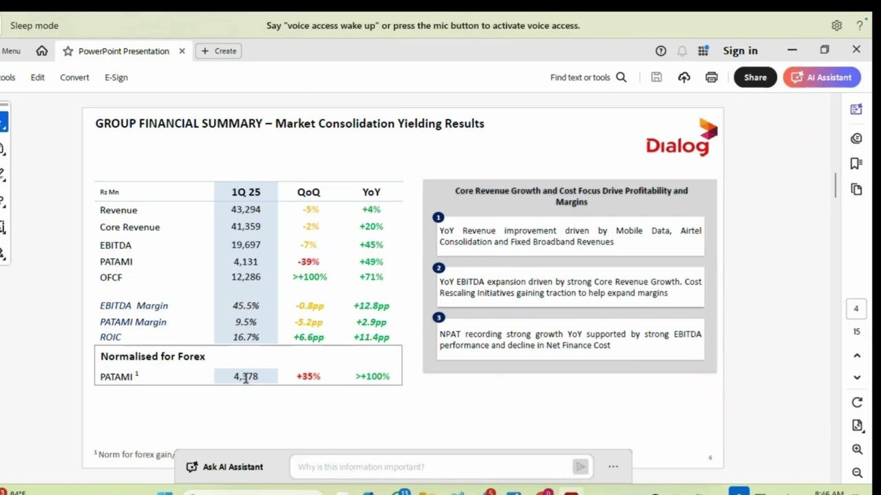 DIAL Quarterly Earning Snippet