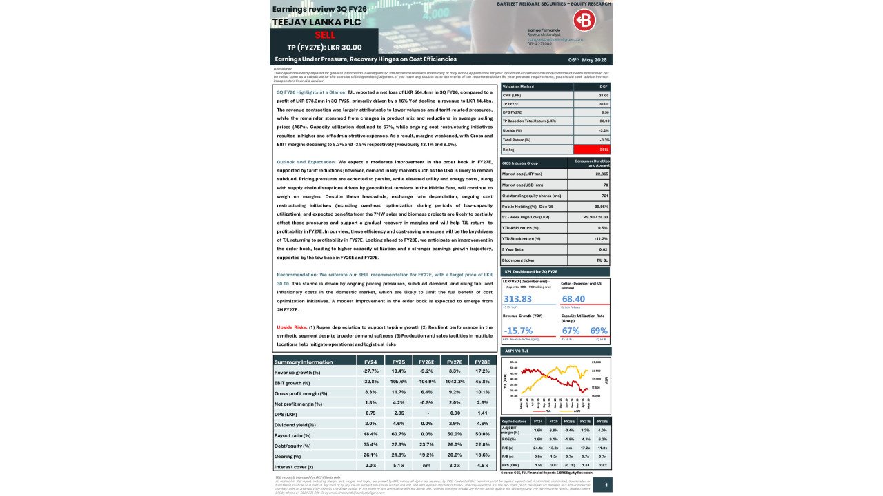 TJL Earnings Review 3Q FY26 - BRS Research