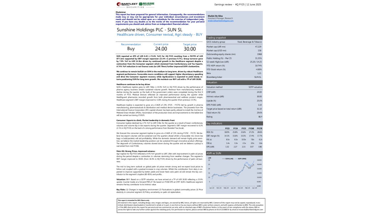 Sunshine Holdings PLC (SUN SL) - 4Q FY25