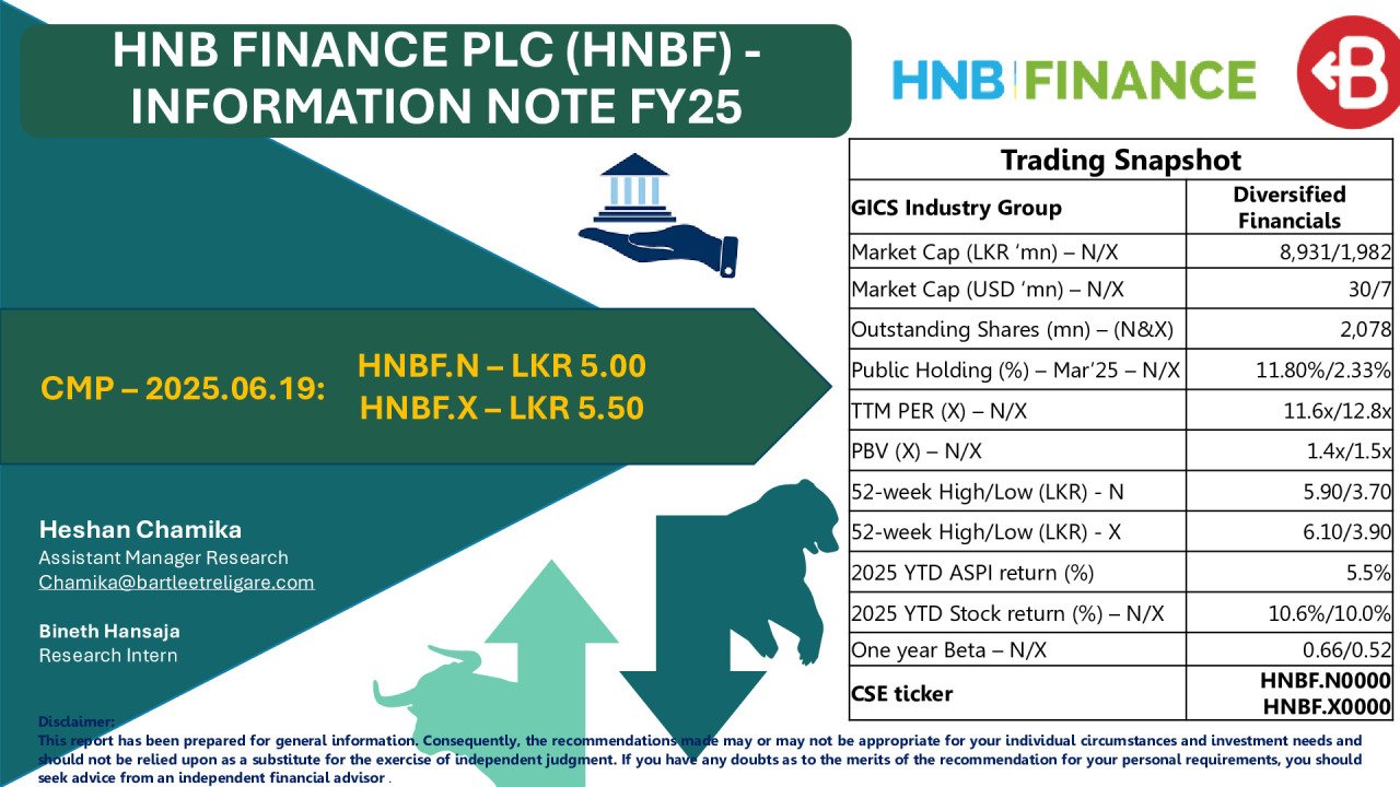 HNB Finance PLC (HNBF) Information Note FY25 - BRS Equity Research