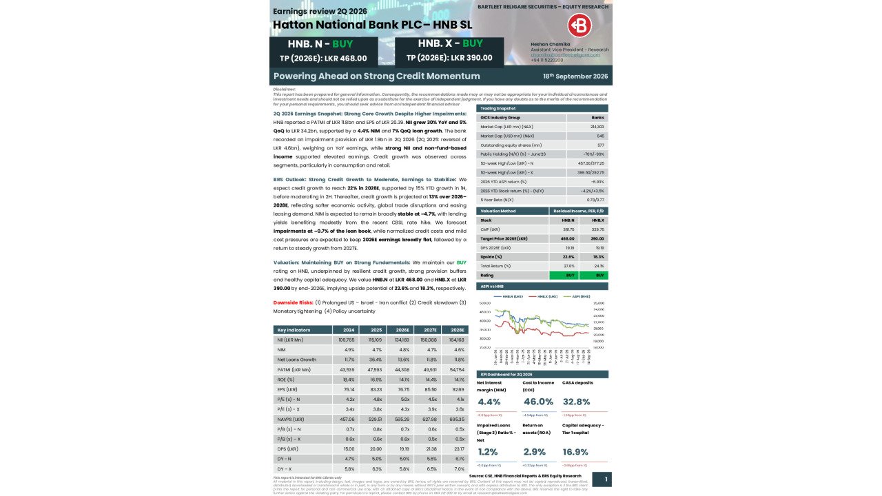 Hatton National Bank PLC (HNB) - 2Q 2026 - BRS Equity Research
