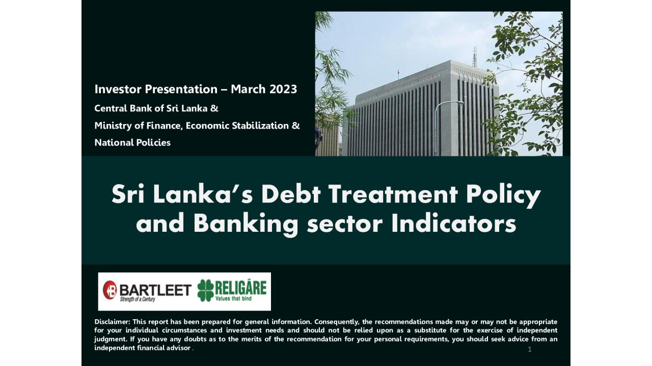 Sri Lanka's Debt Treatment Policy