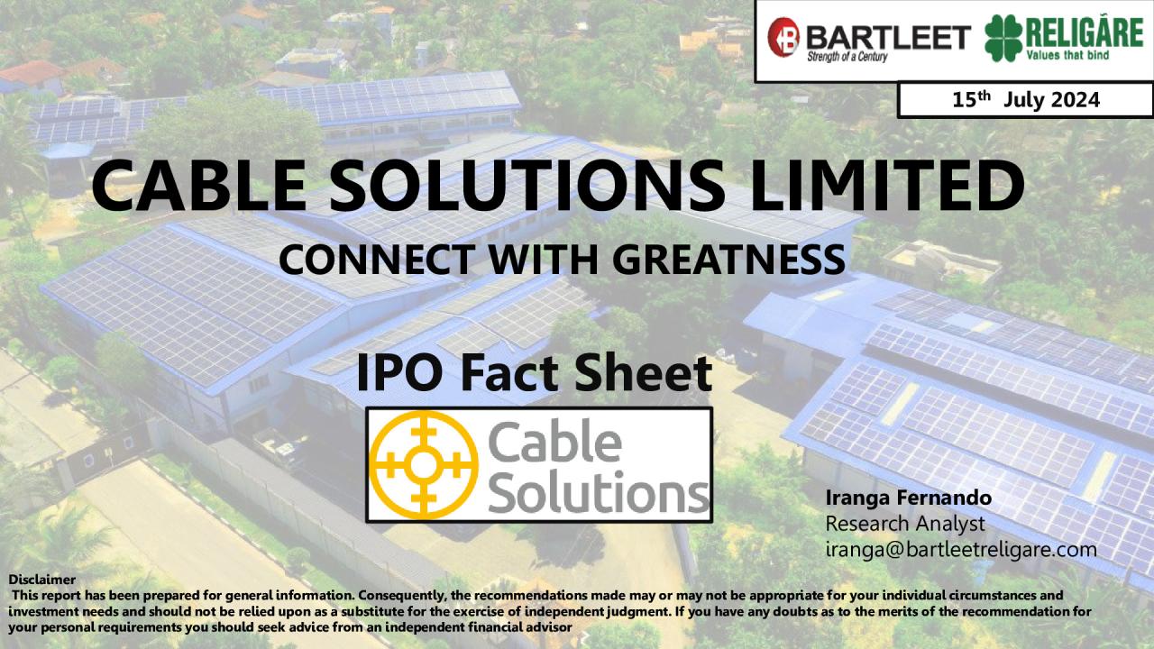 Cable Solutions - IPO Note